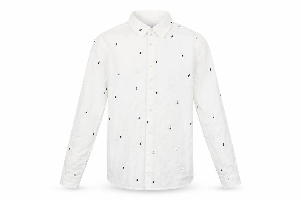 Marks & Spencer Boys White Geometric  Basic Button-Up Size 12-13 Years