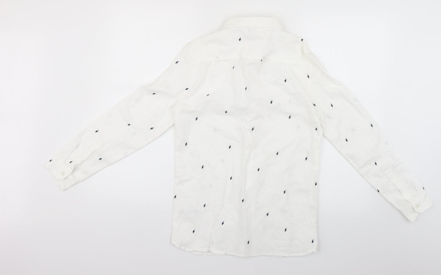 Marks & Spencer Boys White Geometric  Basic Button-Up Size 12-13 Years