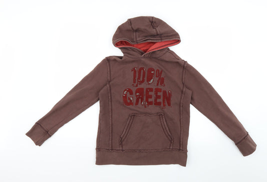 100% green Boys Brown Geometric  Pullover Hoodie Size 10 Years