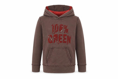 100% green Boys Brown Geometric  Pullover Hoodie Size 10 Years