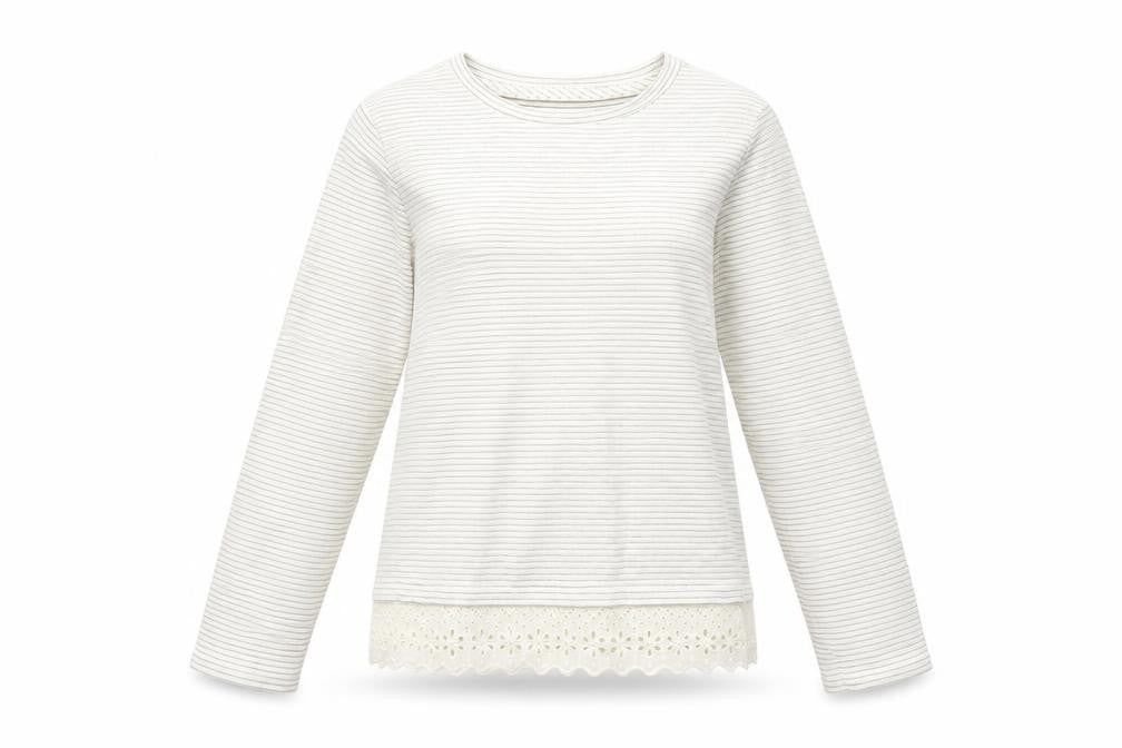 Marks & Spencer Girls White Striped Knit Pullover Jumper Size 13-14 Years
