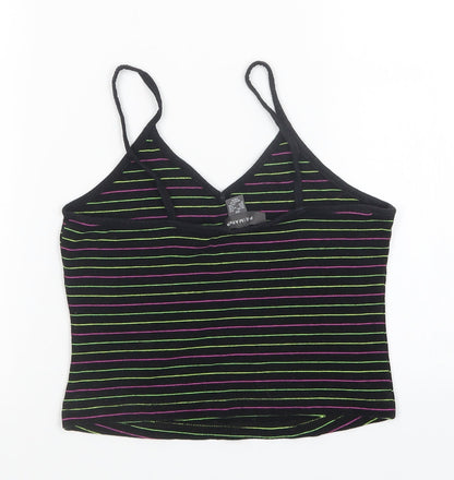 Primark Womens Multicoloured Striped  Cropped T-Shirt Size XS