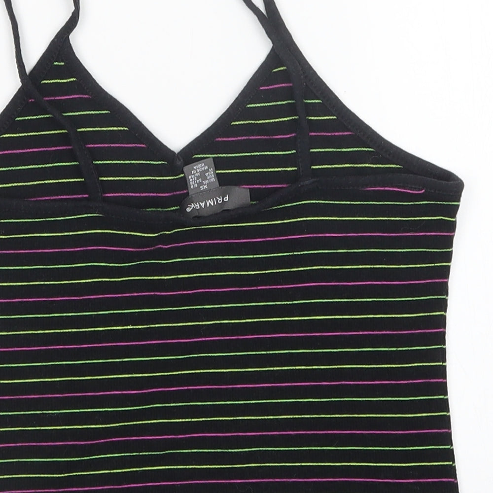 primark  Womens Multicoloured Striped  Cropped T-Shirt Size XS