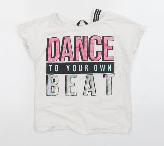 George Girls White   Basic T-Shirt Size 8-9 Years