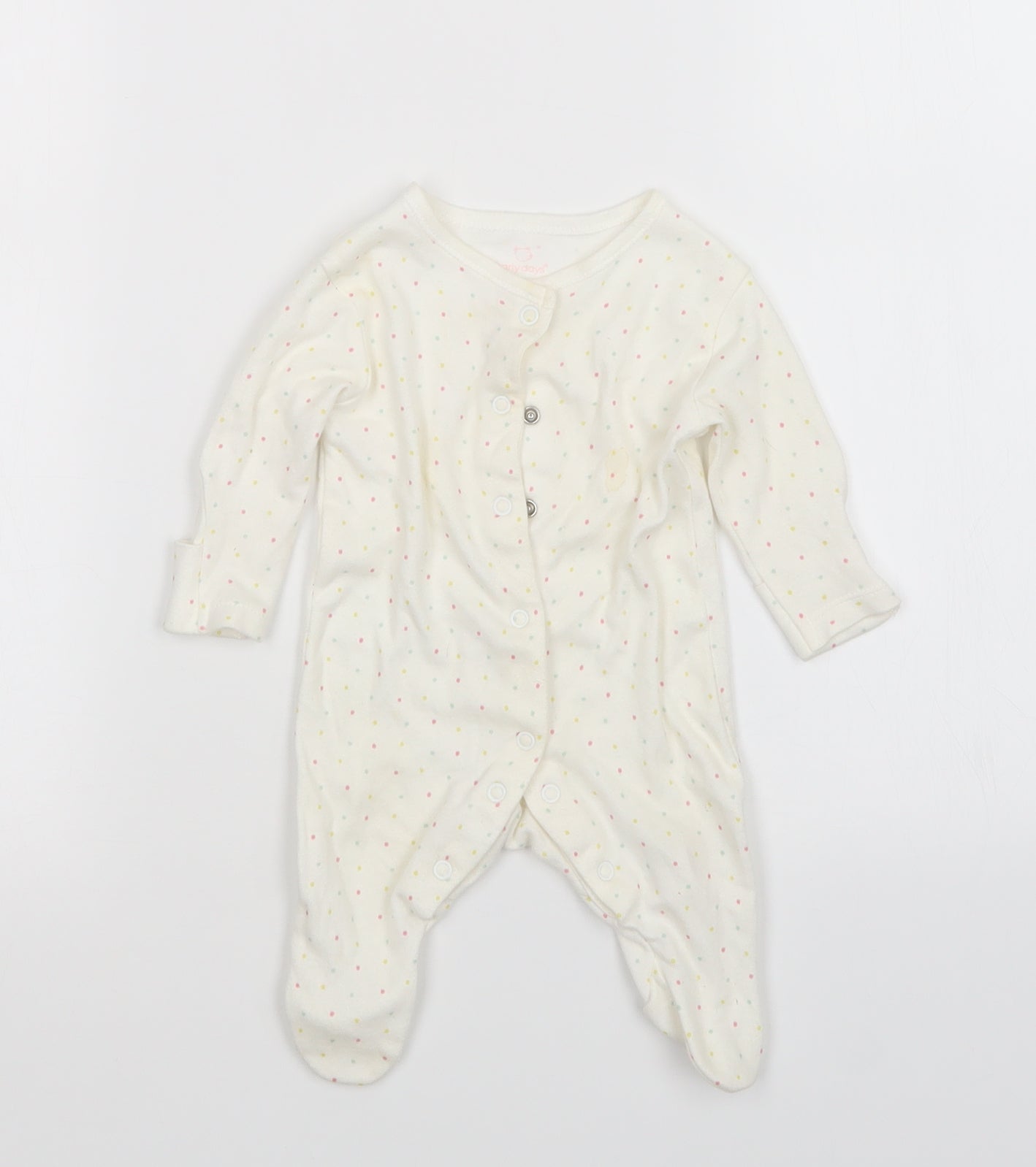Earlydays Girls White Polka Dot  Babygrow One-Piece Size Newborn