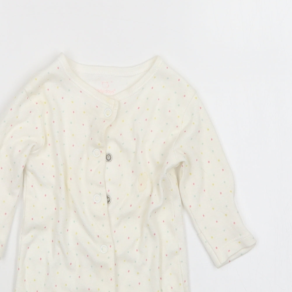 Earlydays Girls White Polka Dot  Babygrow One-Piece Size Newborn