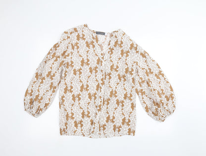 Additional front view of Mini Velvet women’s brown floral basic blouse, size XS