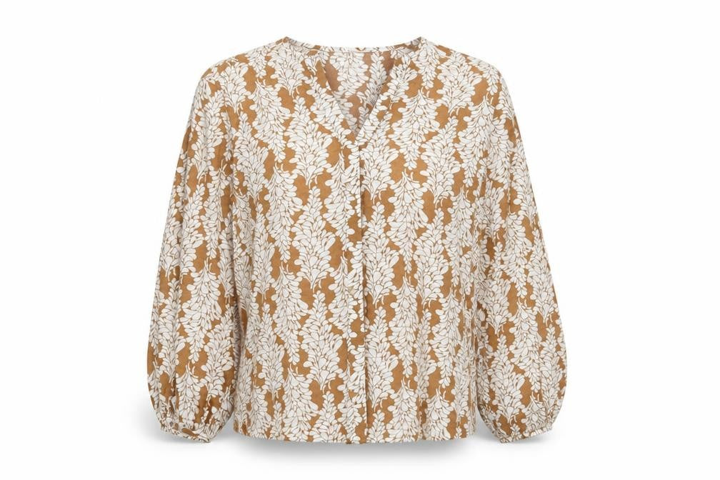 Mini Velvet Womens Brown Floral  Basic Blouse Size XS