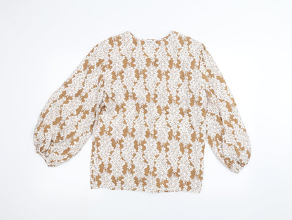Back view of Mini Velvet women’s brown floral basic blouse, size XS