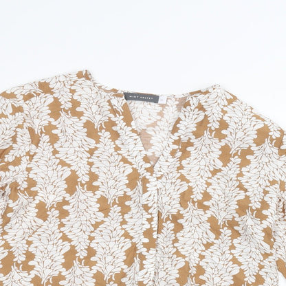 Close-up detail of Mini Velvet women’s brown floral basic blouse, size XS