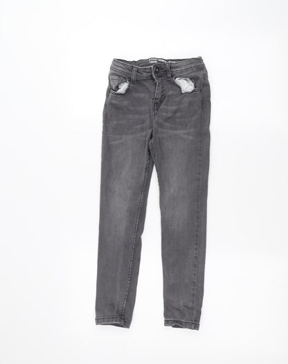 Additional front view of Denim & Co. girls’ grey skinny jeans, size 6-7, years