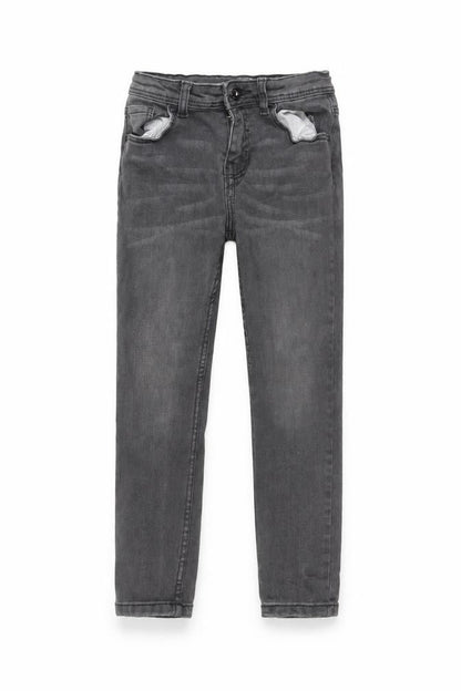 Front view of Denim & Co. girls’ grey skinny jeans, size 6-7, years