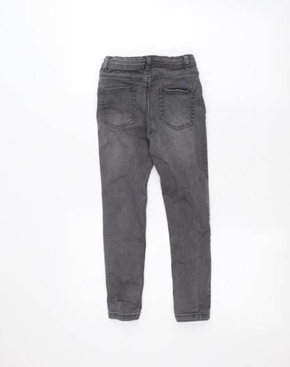 Back view of Denim & Co. girls’ grey skinny jeans, size 6-7, years