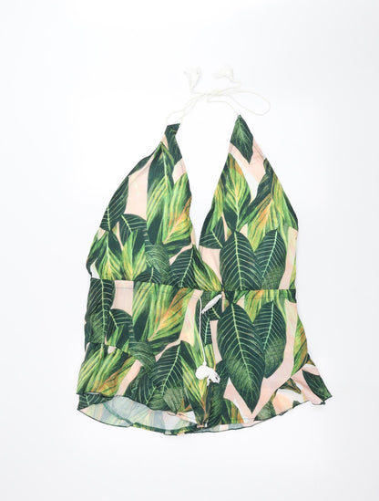 Zaful Womens Green Camouflage  Basic Blouse Size S