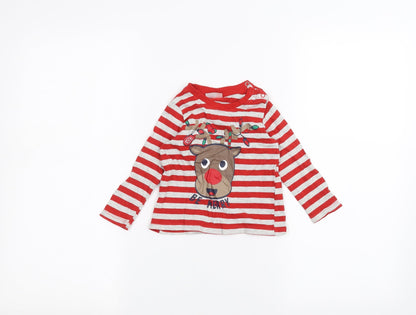 Additional front view of So Cute Baby Grey Striped Basic T-Shirt, size 9-12, Months - christmas