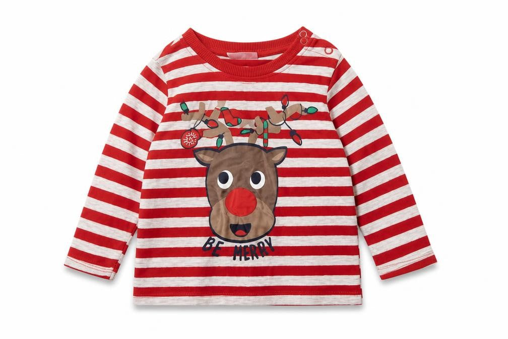 So Cute Baby Grey Striped  Basic T-Shirt Size 9-12 Months  - christmas