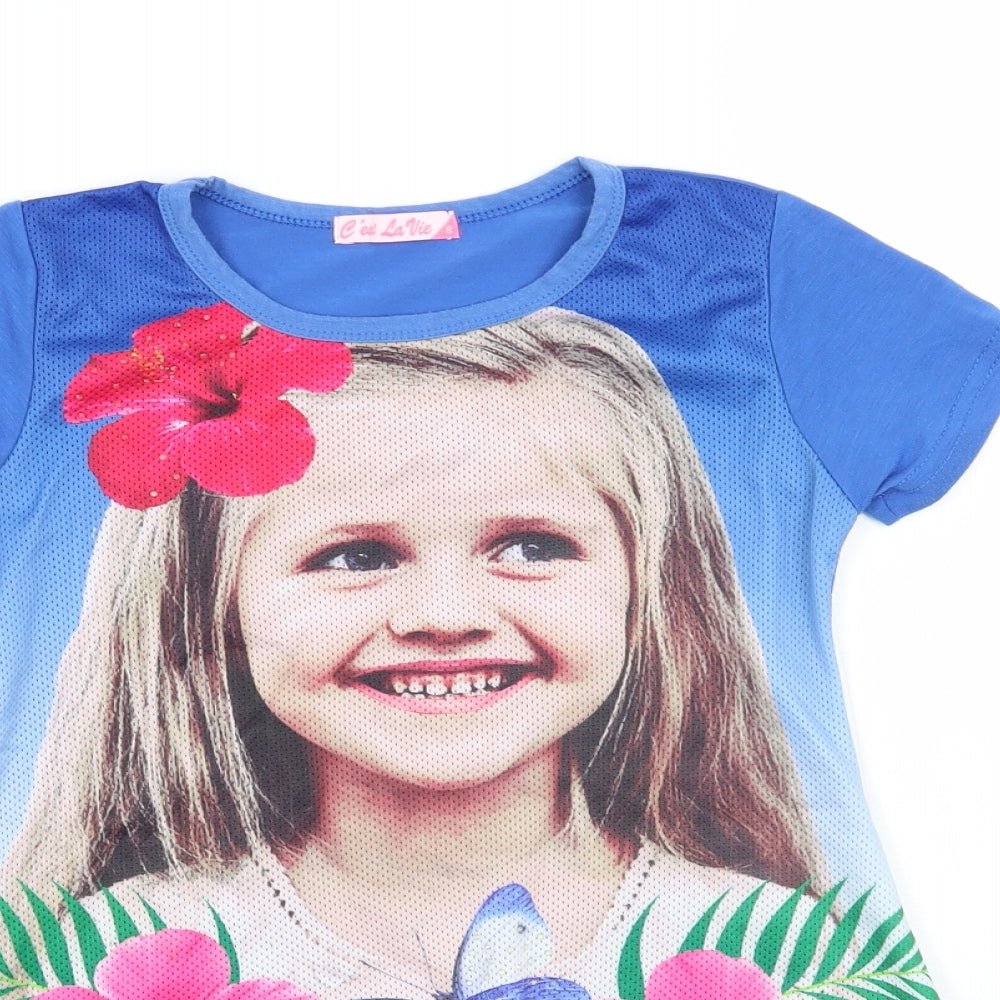 Cest La Vie Girls Blue   Basic T-Shirt Size 8 Years  - Girl