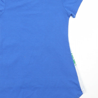 Brand and care label for Cest La Vie girls’ blue basic t-shirt, size 8, years - girl