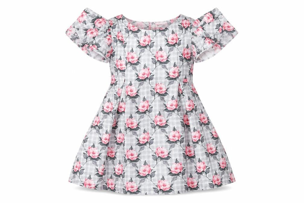 Peppermint Girls Grey Floral  Fit & Flare  Size 2-3 Years