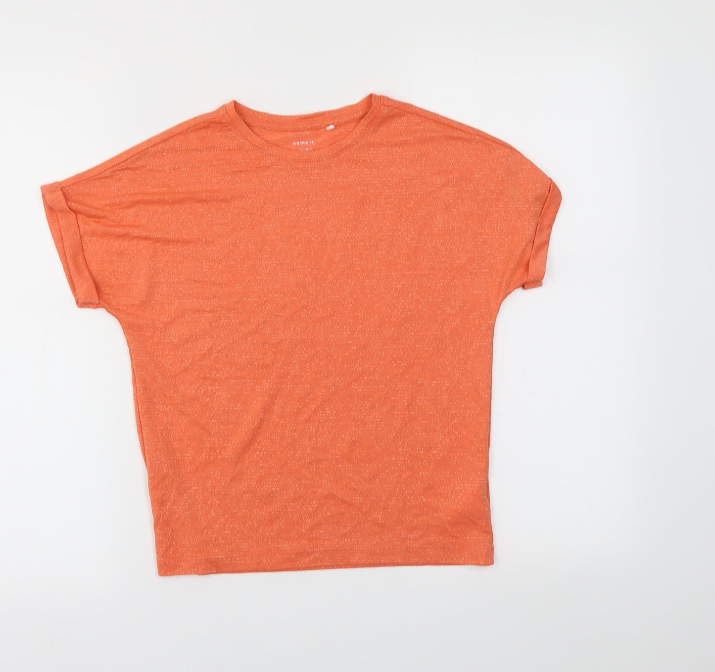 name it Girls Orange Striped  Basic T-Shirt Size 9-10 Years