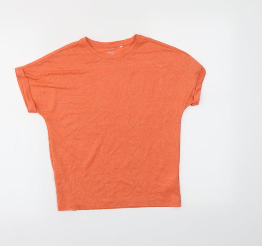 name it Girls Orange Striped  Basic T-Shirt Size 9-10 Years