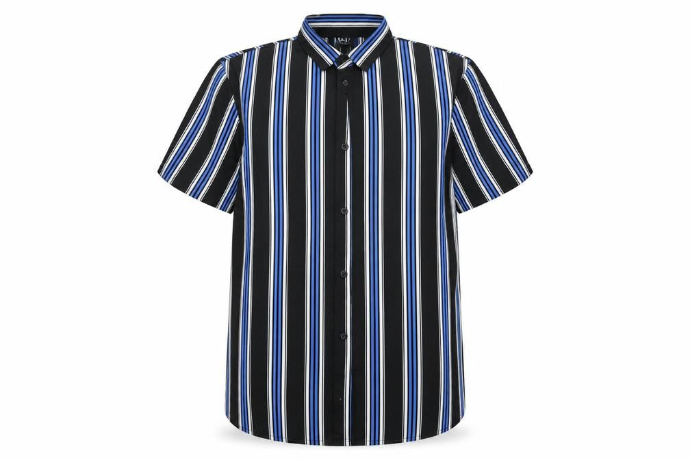 boohooMAN Mens Multicoloured Striped Button-Up Size M