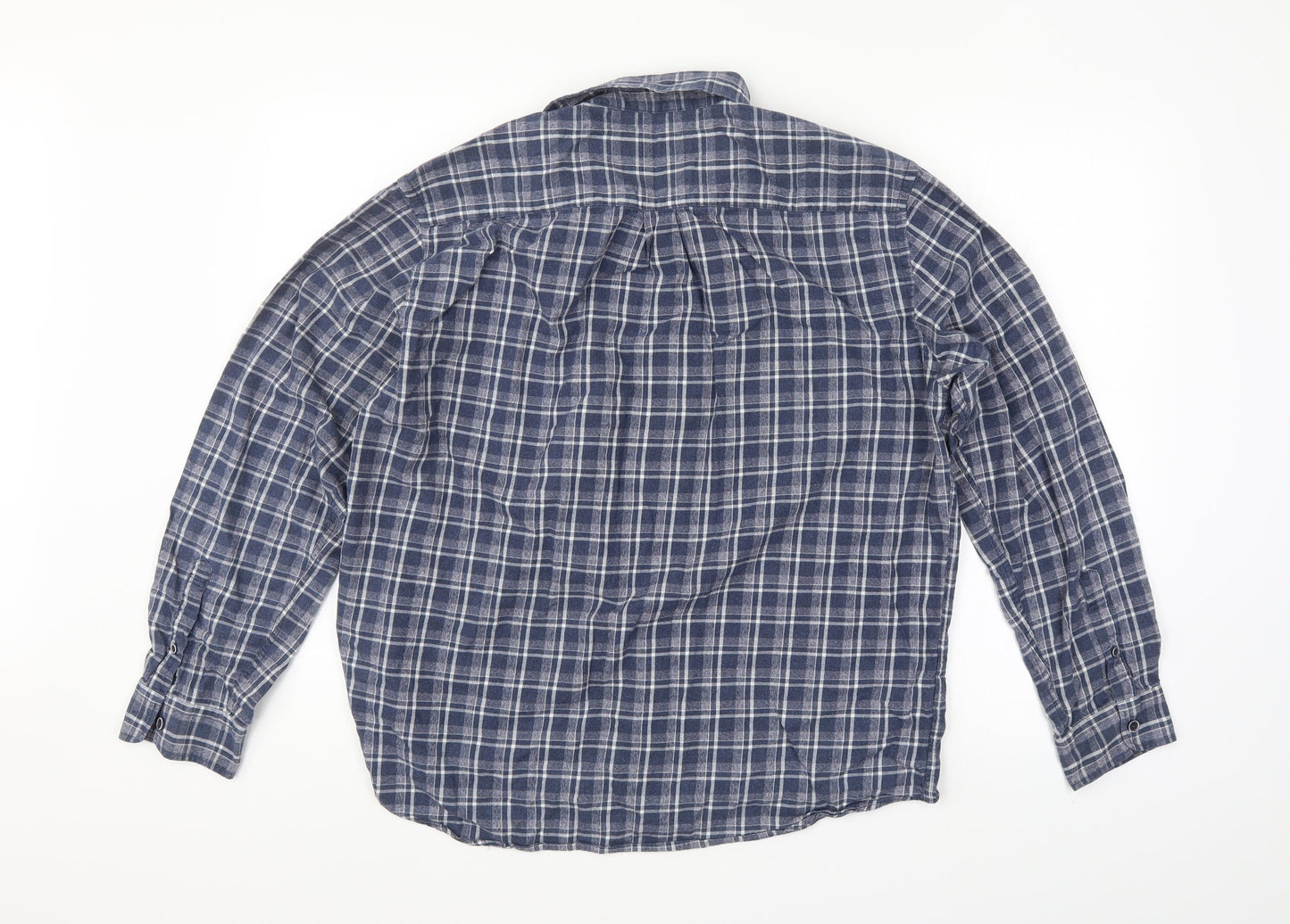 M&S Mens Blue Check   Button-Up Size L