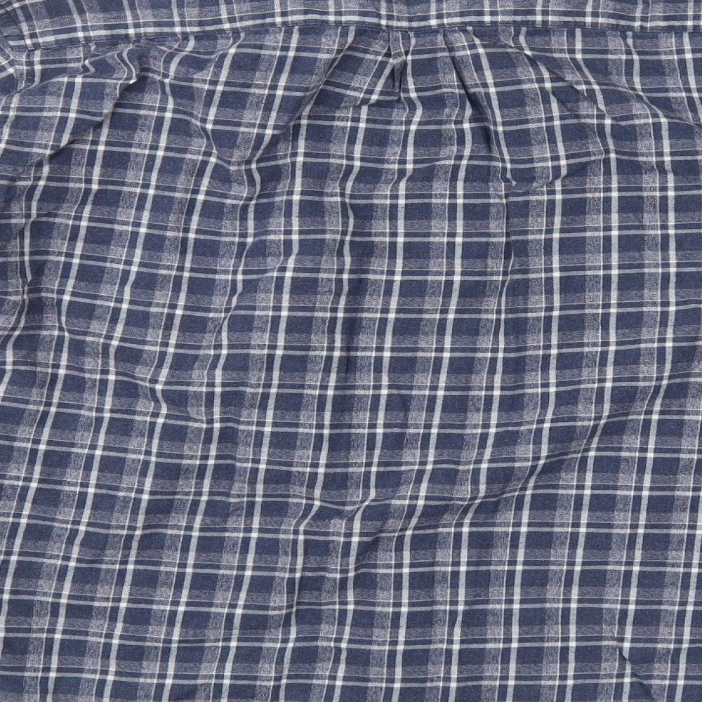 M&S Mens Blue Check   Button-Up Size L