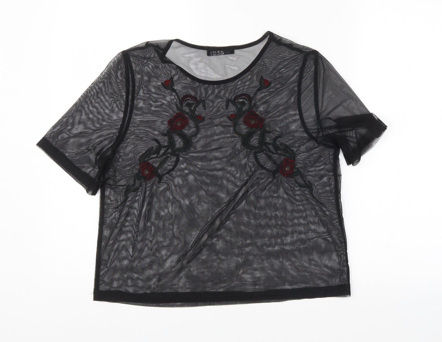 Quiz Womens Black Floral  Basic Blouse Size 12