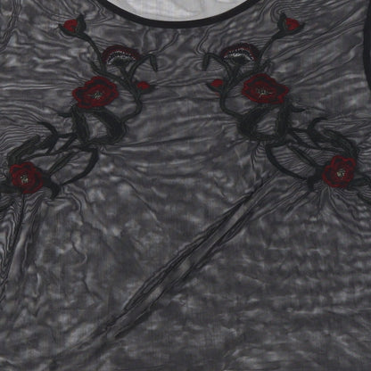 Quiz Womens Black Floral  Basic Blouse Size 12