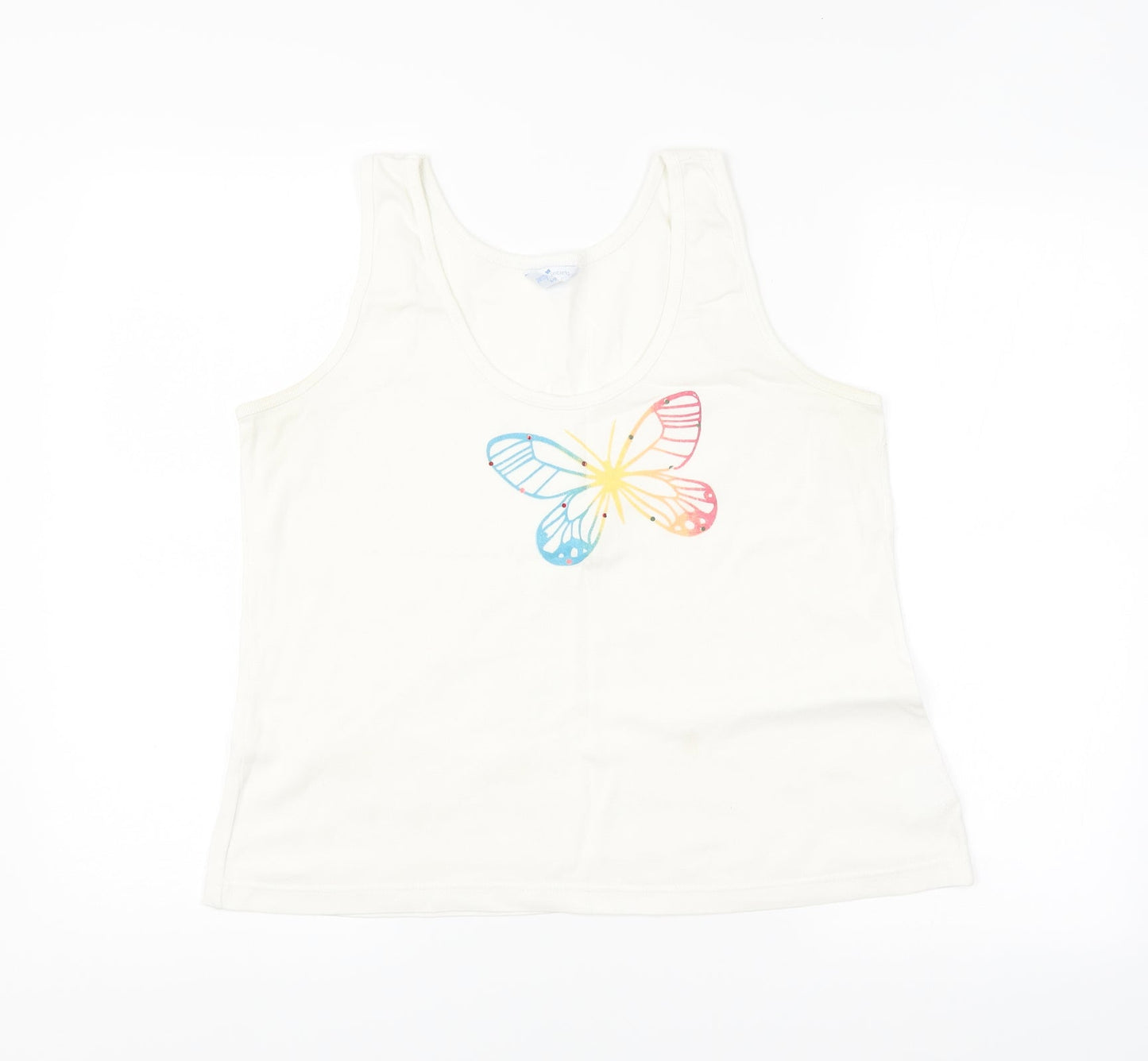 Pretty Secrets Womens White   Basic Tank Size 16  - Butterfly