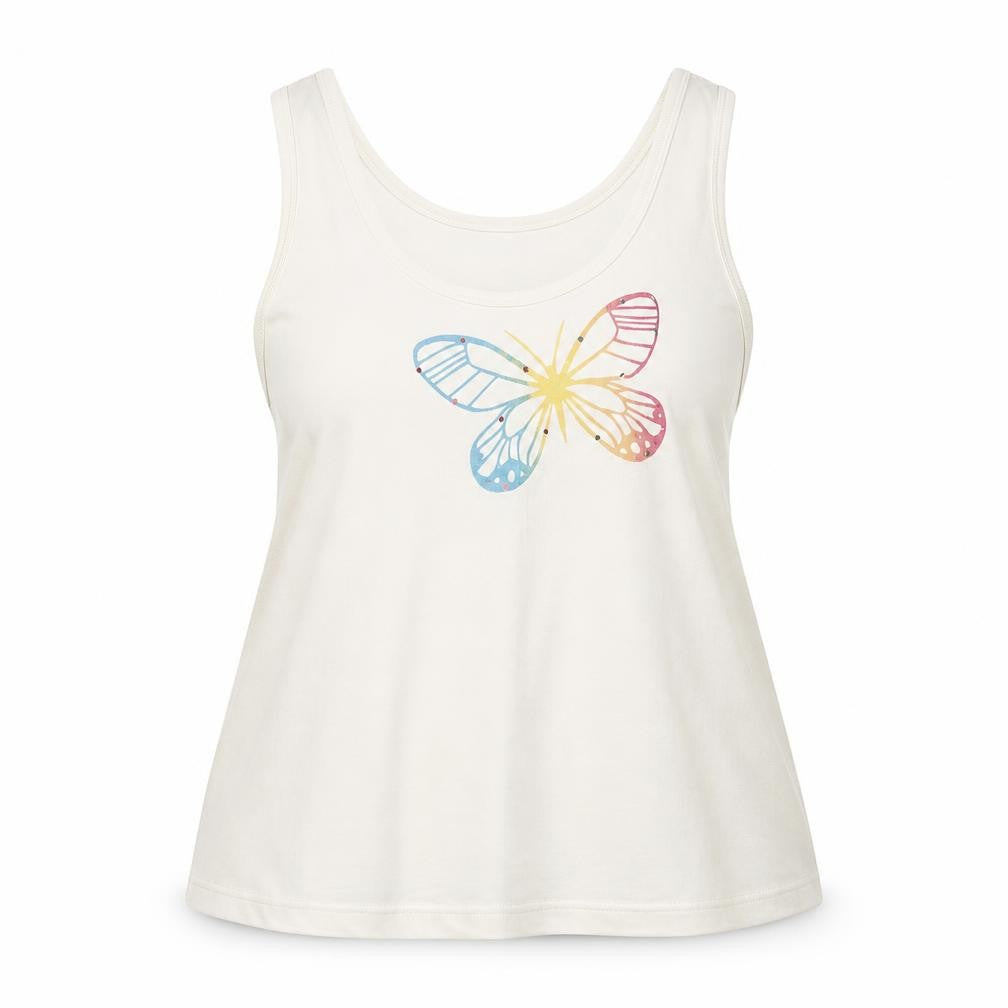 Pretty Secrets Womens White   Basic Tank Size 16  - Butterfly