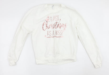 Additional front view of just hoods women’s white jumper, size S