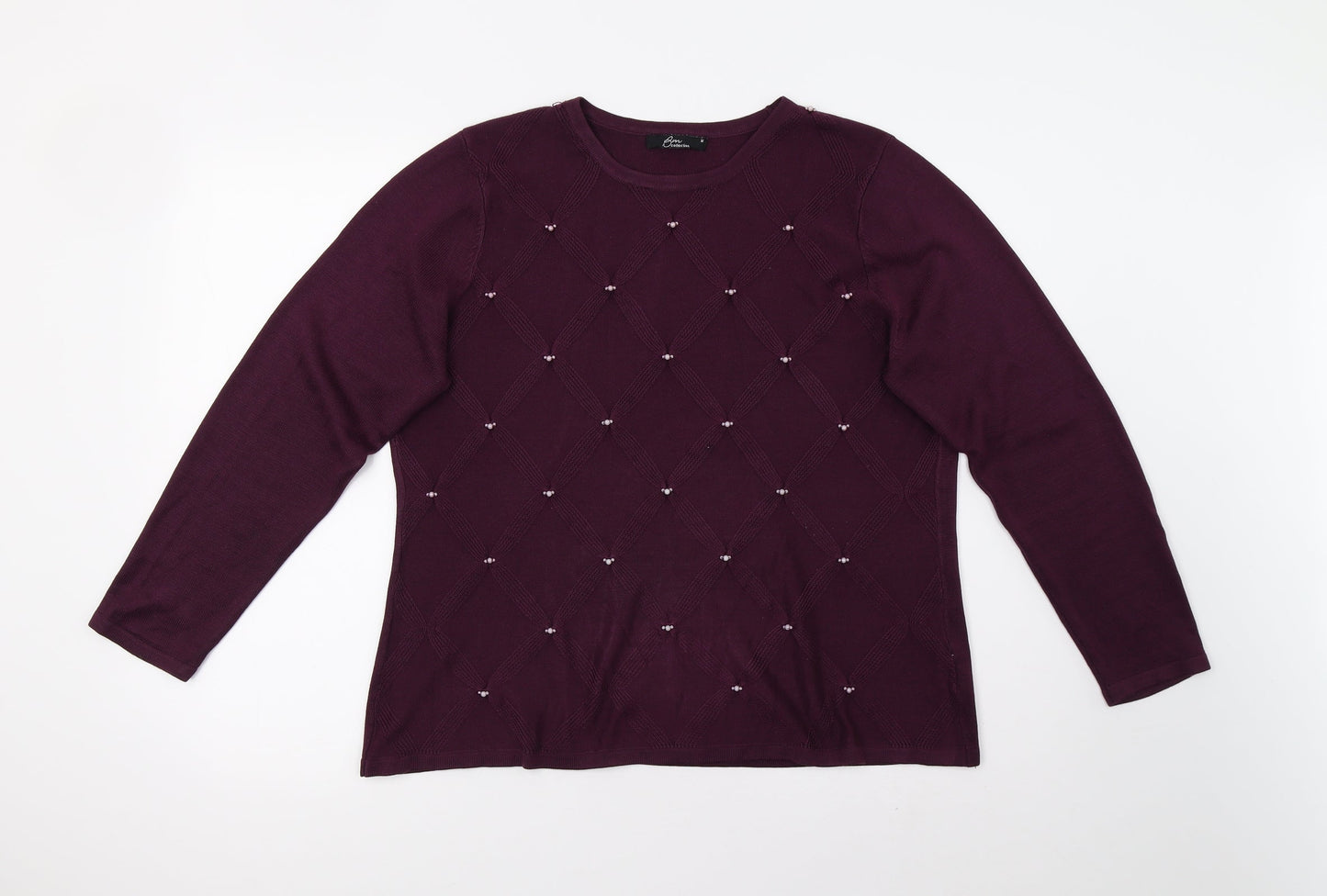 BM Collection Womens Purple  Knit Pullover Jumper Size M