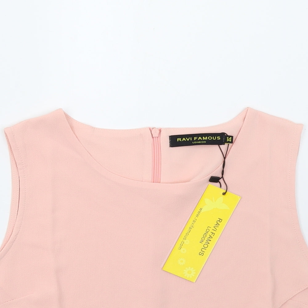 Ravi Famous Womens Pink   Basic Blouse Size 14