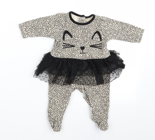 Preworn Girls Multicoloured Animal Print  Catsuit One-Piece   - Cat Face -