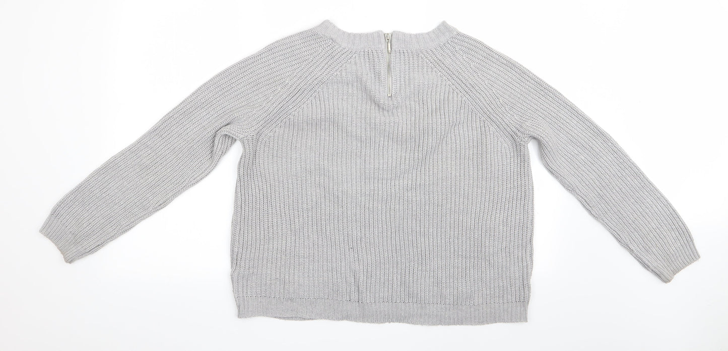 Dorothy Perkins Womens Grey   Pullover Jumper Size 14  - back Zip up