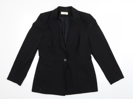 Wallis Womens Black Striped  Jacket  Size 12  - Slight Glitter effect stripe