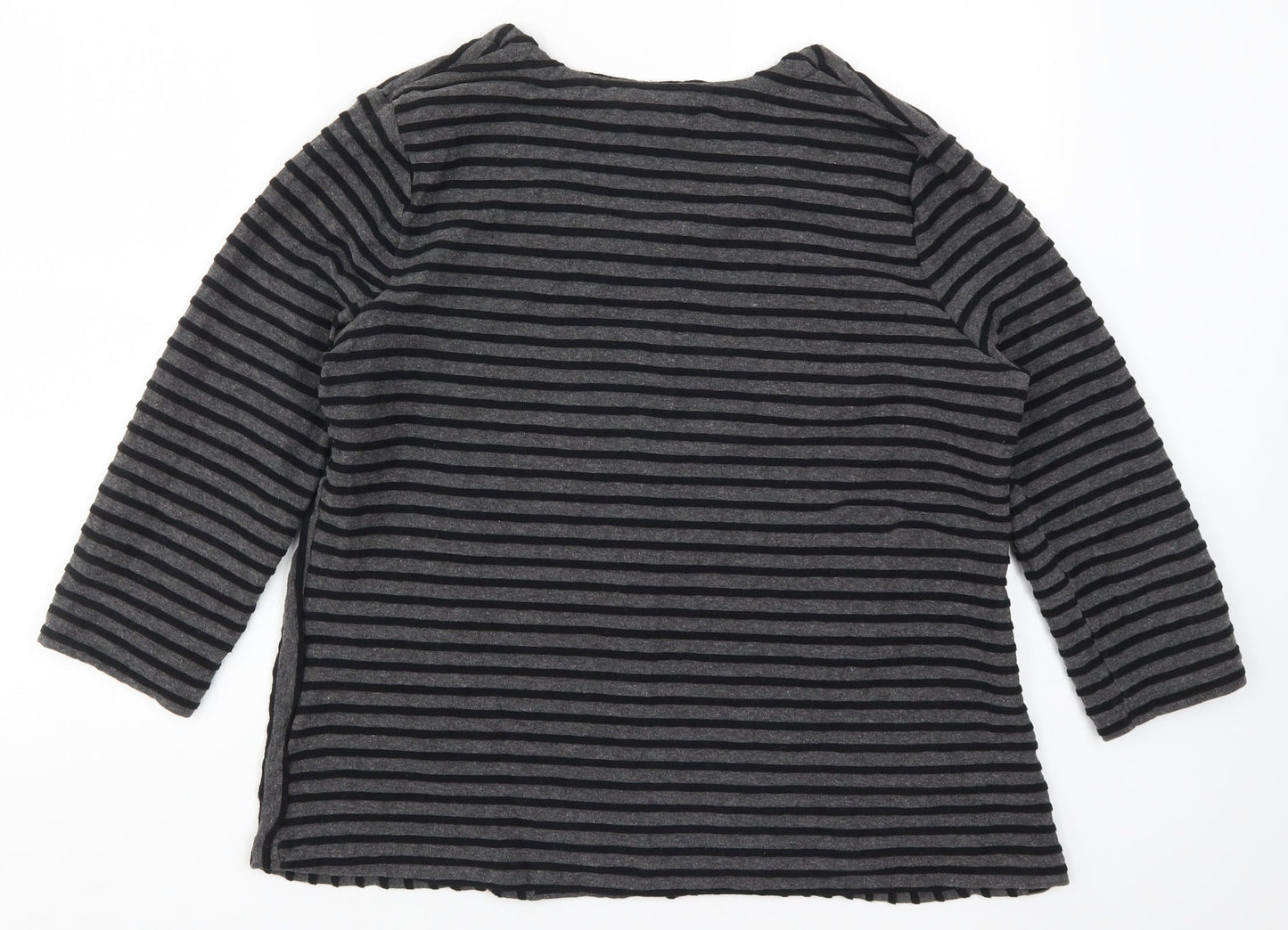 Tata Womens Grey Striped  Basic T-Shirt Size 16