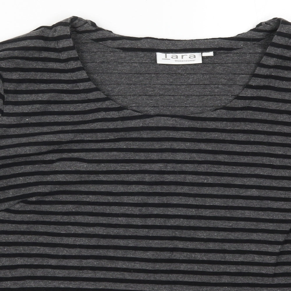 Tata Womens Grey Striped  Basic T-Shirt Size 16