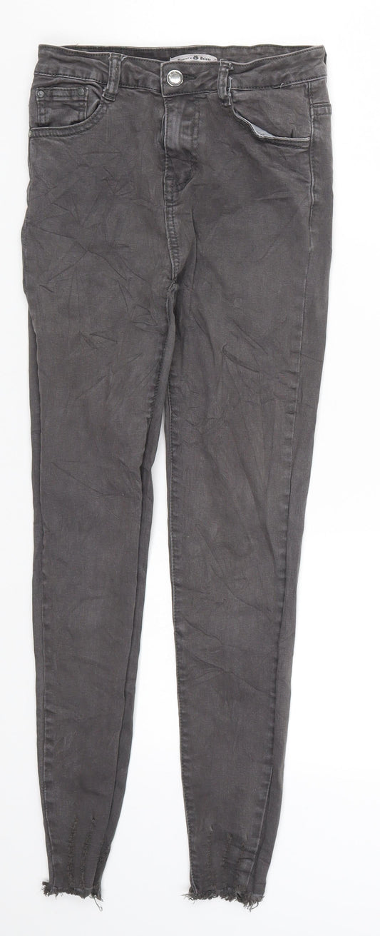Elegants Deluxe Womens Grey  Denim Skinny Jeans Size 8 L25 in