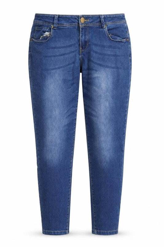 Front view of Denim Co women’s blue denim skinny jeans, size UK 14, 24-inch leg
