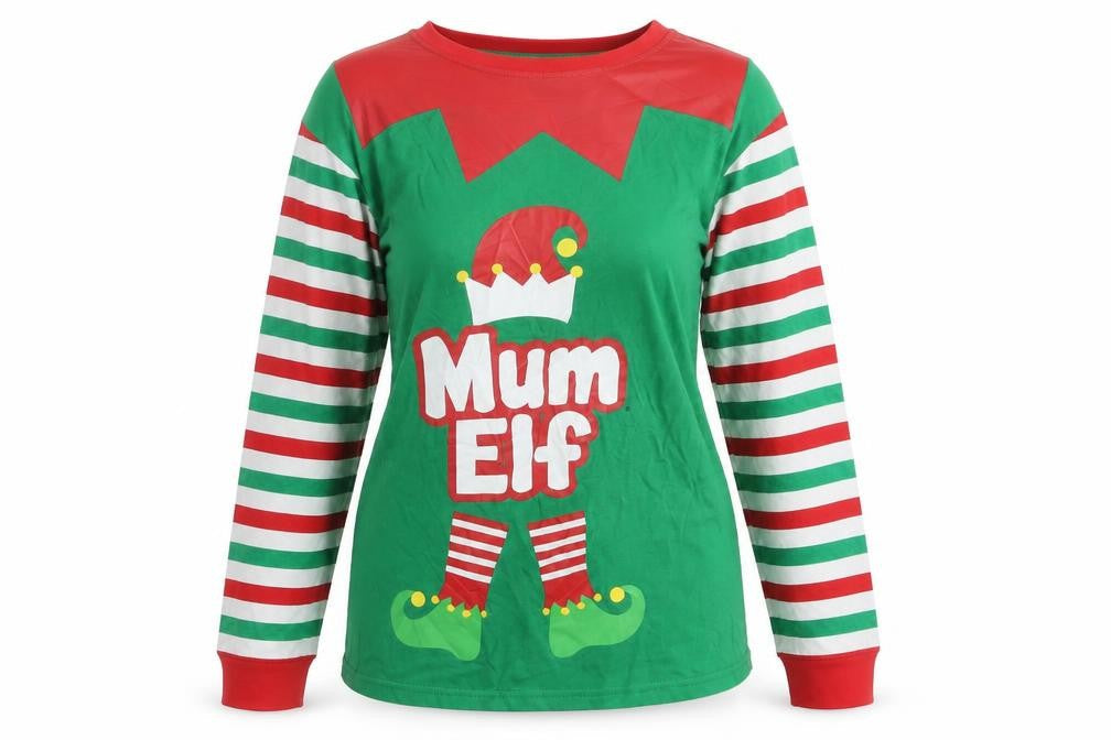 Pyjamas.com Womens Green Geometric  Top Pyjama Top Size 8  - Christmas