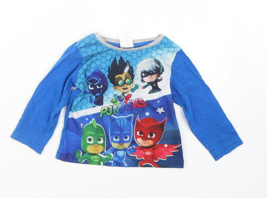 Preworn Boys Blue Geometric  Babydoll Pyjama Top Size 18-24 Months
