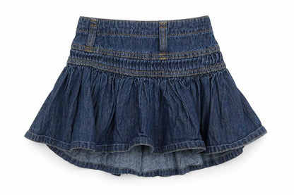 Front view of Adams Kids girls’ blue denim a-line skirt, size 3, years
