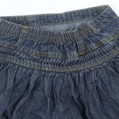 Brand and care label for Adams Kids girls’ blue denim a-line skirt, size 3, years