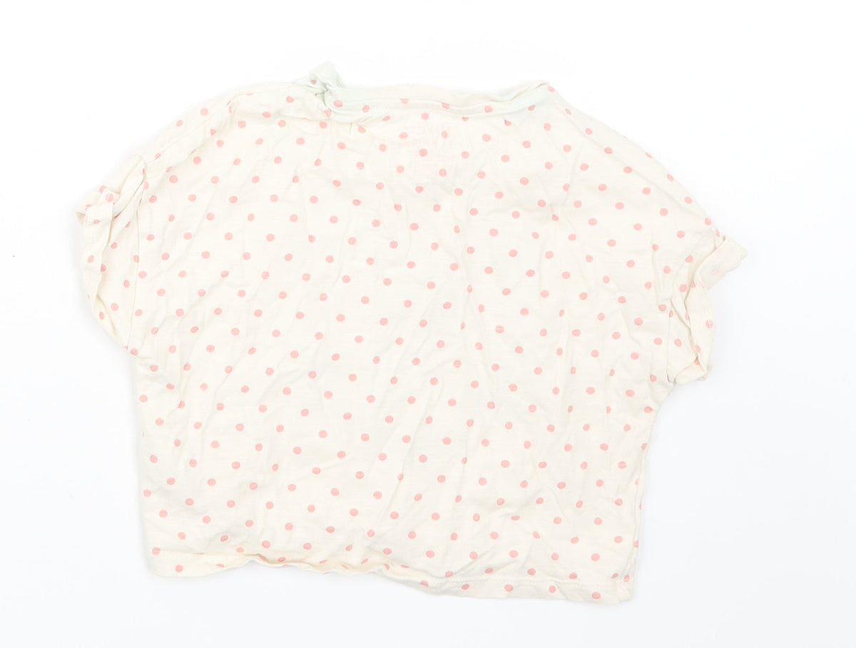 F&F Girls Pink Polka Dot  Basic T-Shirt Size 6-7 Years