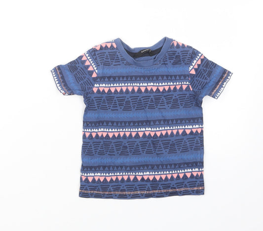 George Girls Blue Geometric  Basic T-Shirt Size 18-24 Months