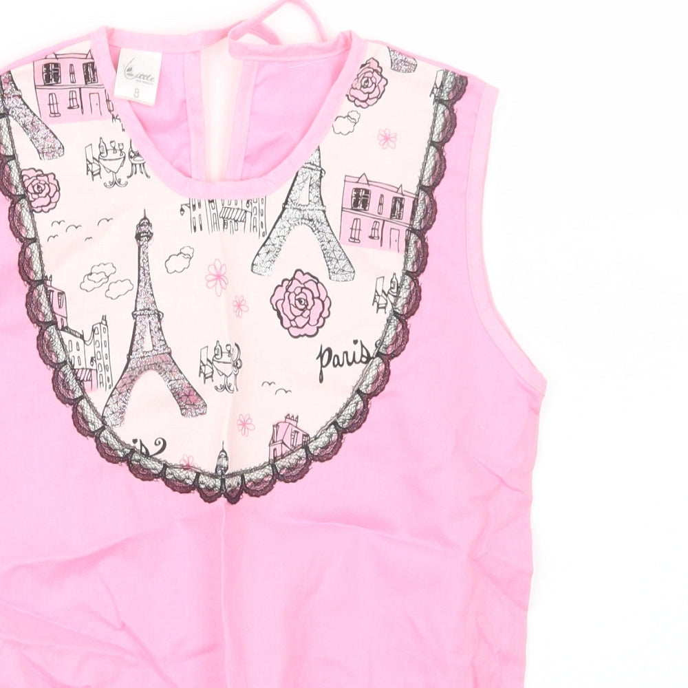 Little Girls Pink   Basic T-Shirt Size 8 Years