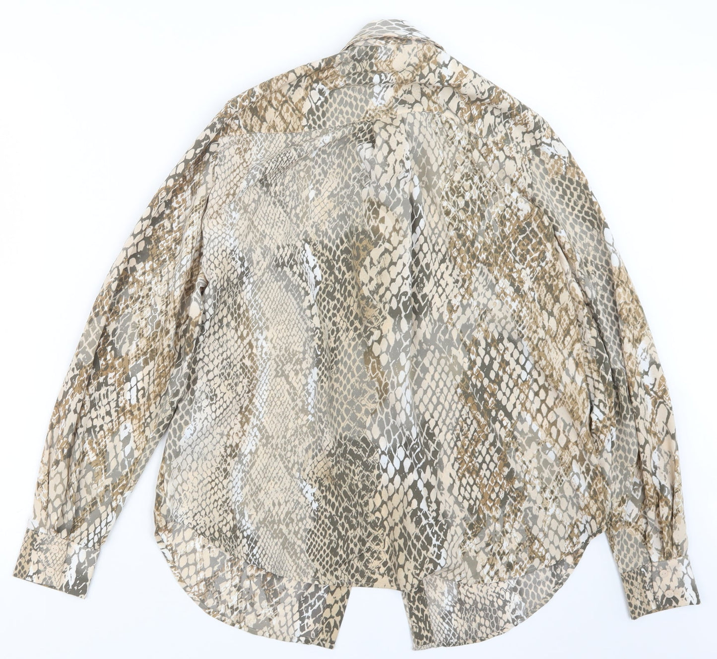 H&M Womens Beige Animal Print  Basic Button-Up Size 10